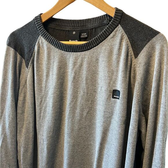 MENS BENCH Grey Colour Blocked Crew Neck Knit Pullover Sweater XXL - Picture 2 of 8